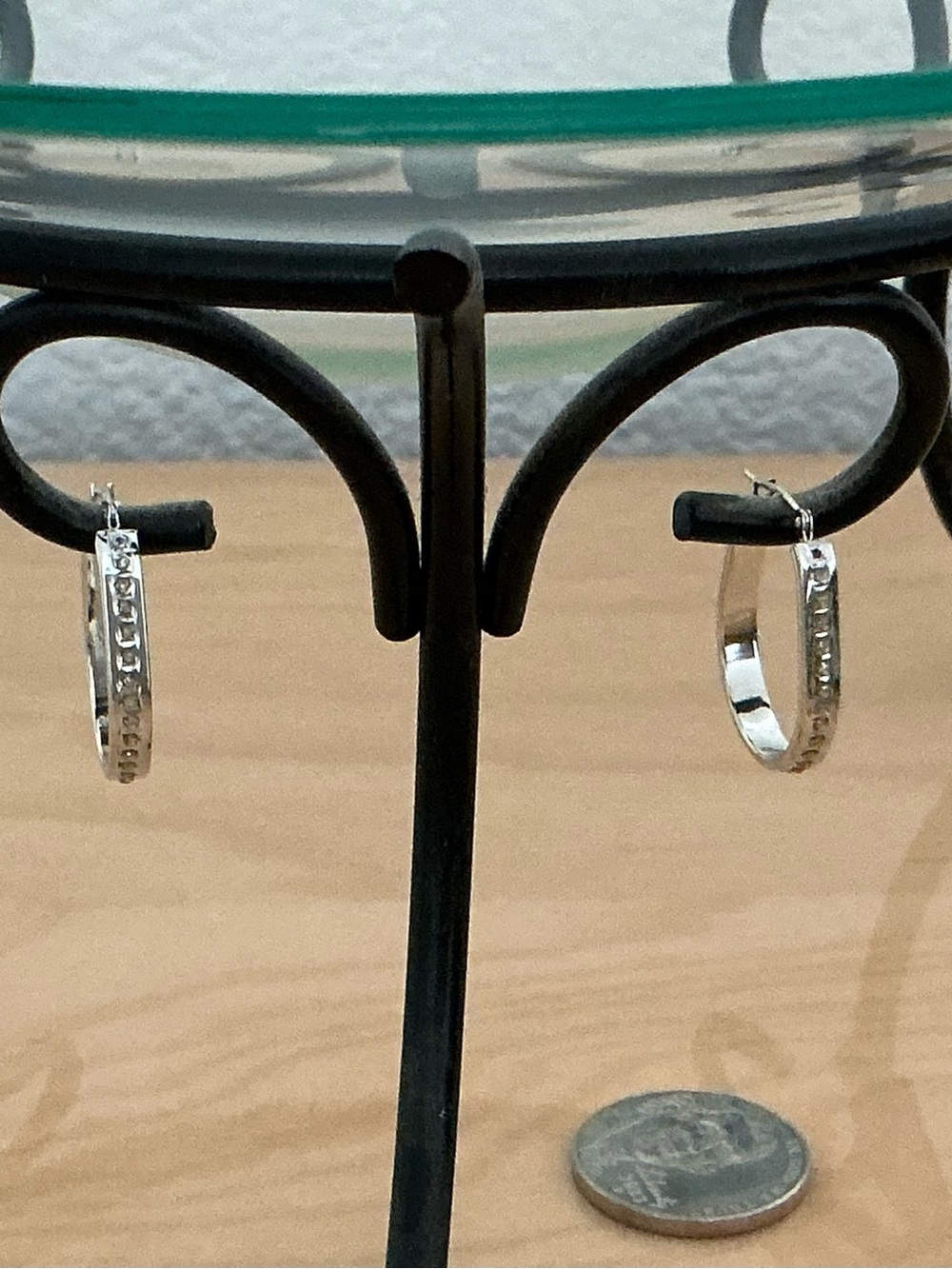 Vintage 28 Diamond Earrings Sterling  or  Stainless Steel Settings (?) 1990’s